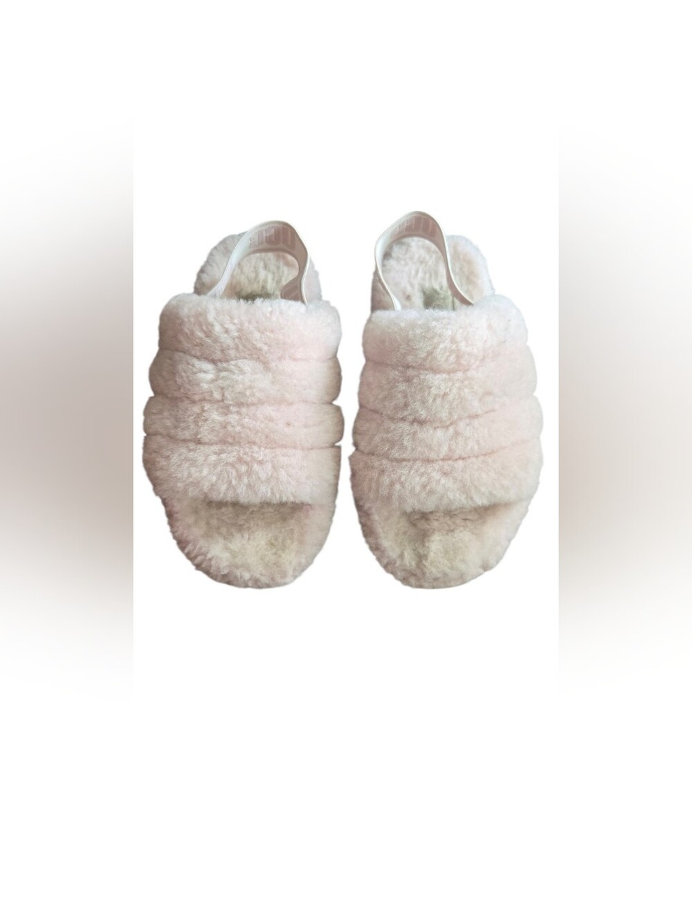UGG Fluff Yeah Pink Sheepskin Slingback Slide Slippers Kids Girls Size 13